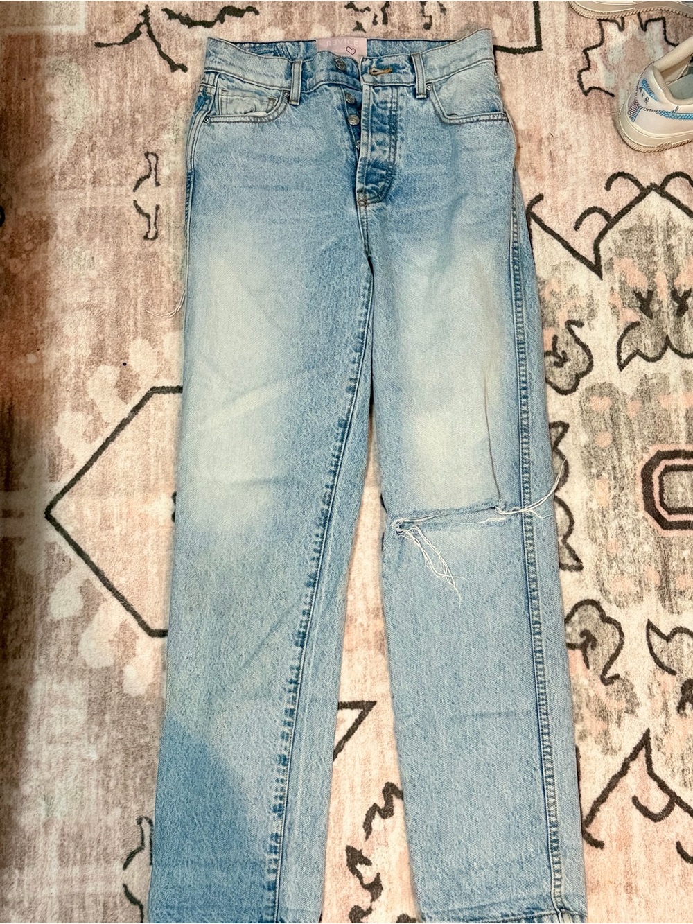REVICE Light Wash High-Rise Straight Leg Jeans